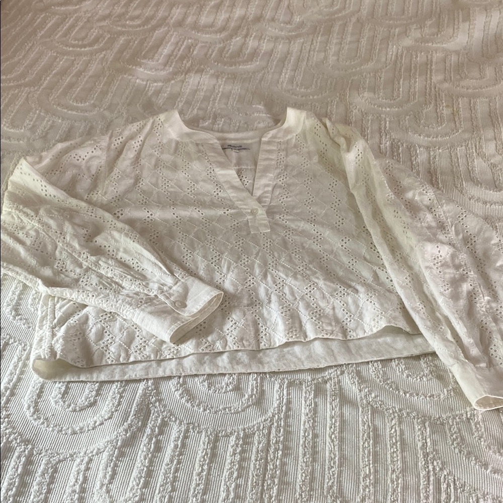Madewell Cream Lace Detail Top